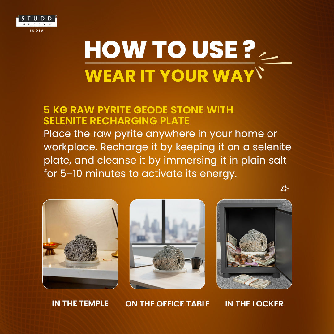 5 Kg Raw Pyrite Geode Stone With Selenite Recharging Plate