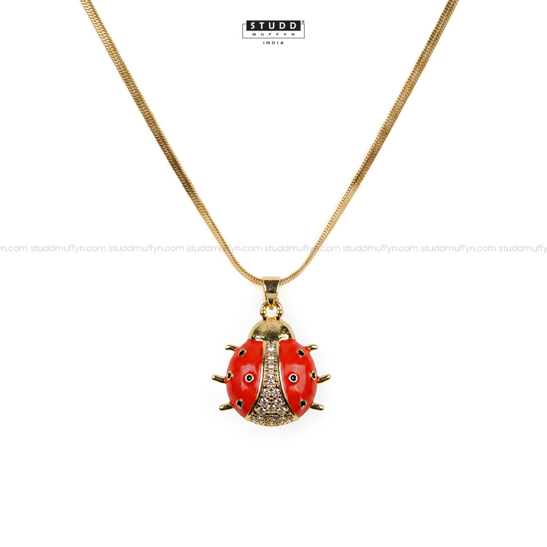 Lucky Ladybug Pendant - 24k Gold Tone Plated [ With Chain ]