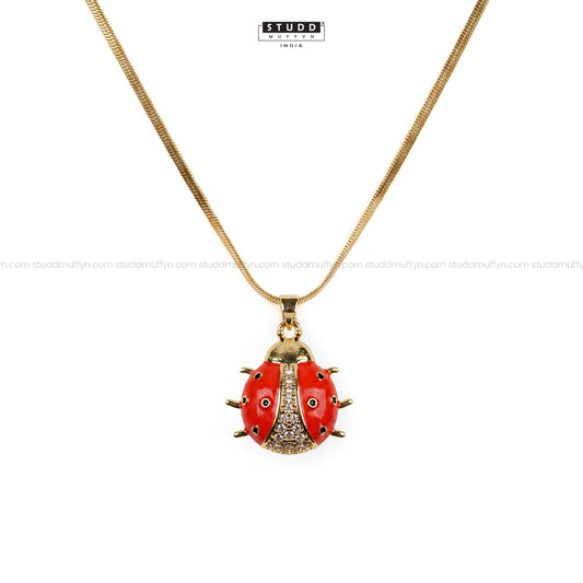 Lucky Ladybug Pendant - 24k Gold Tone Plated [ With Chain ]