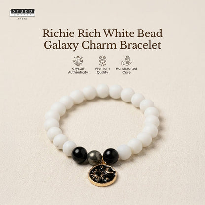 Richie Rich White Bead Galaxy Charm Bracelet