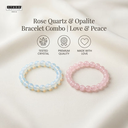 Rose Quartz & Opalite Bracelet Combo | Love & Peace