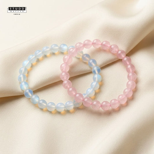 Rose Quartz & Opalite Bracelet Combo | Love & Peace