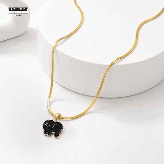 Mini Elephant Pendant - 24k Gold Plated [ With Chain ]