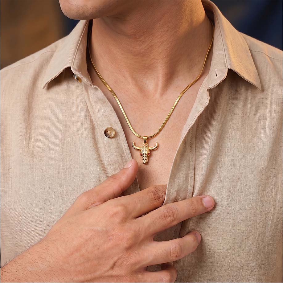 Guardian Bull Pendant - 24k Gold Toned