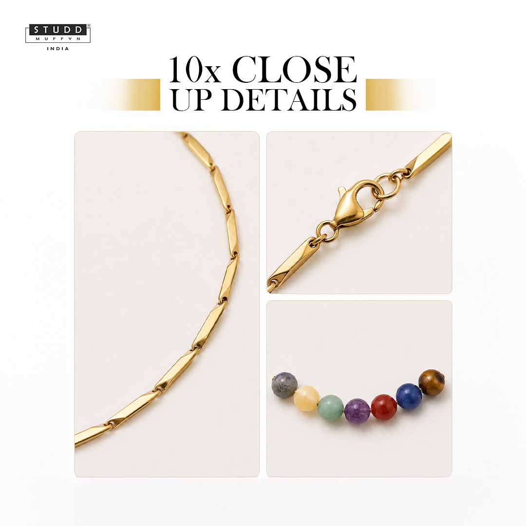 7 Chakra 24K Gold-Toned Rice Chain Pendant