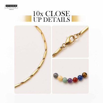7 Chakra 24K Gold-Toned Rice Chain Pendant