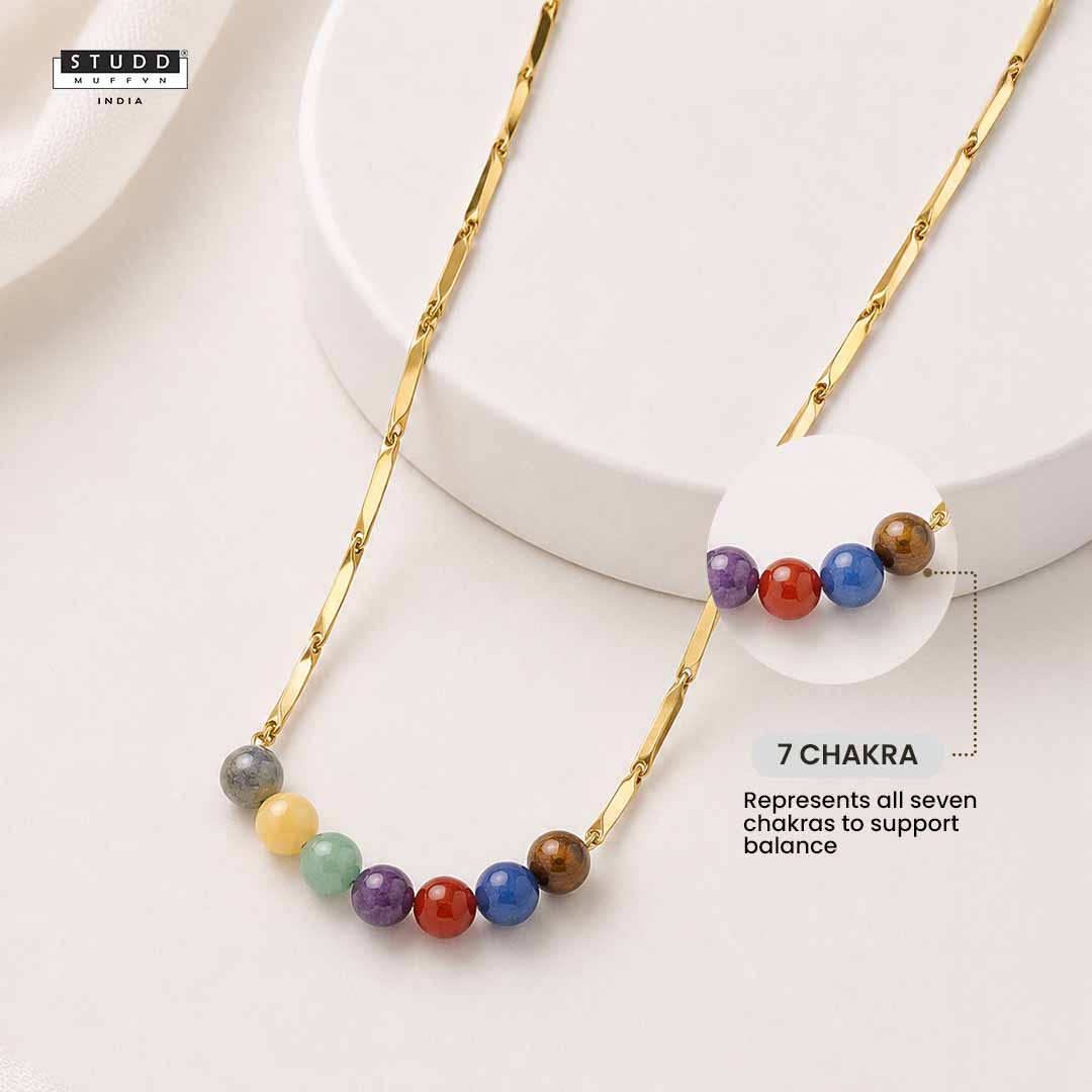 7 Chakra 24K Gold-Toned Rice Chain Pendant