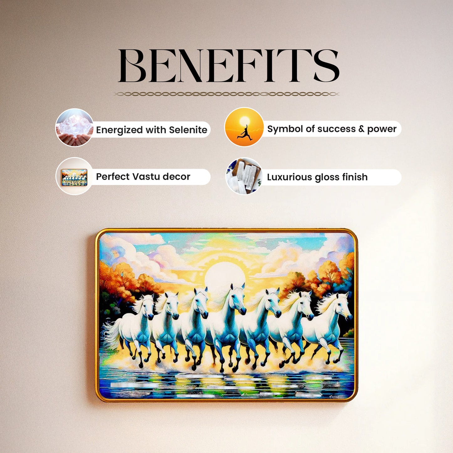 7 Horses of Harmony With Gold Frame