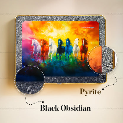 7 Rainbow Riche Rich Horses of Harmony With Gold Frame [Rectangle Shape]