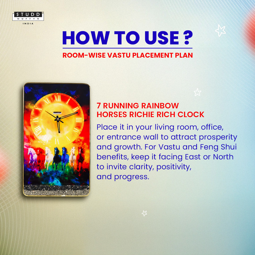 7 Running Rainbow Horses Richie Rich Clock