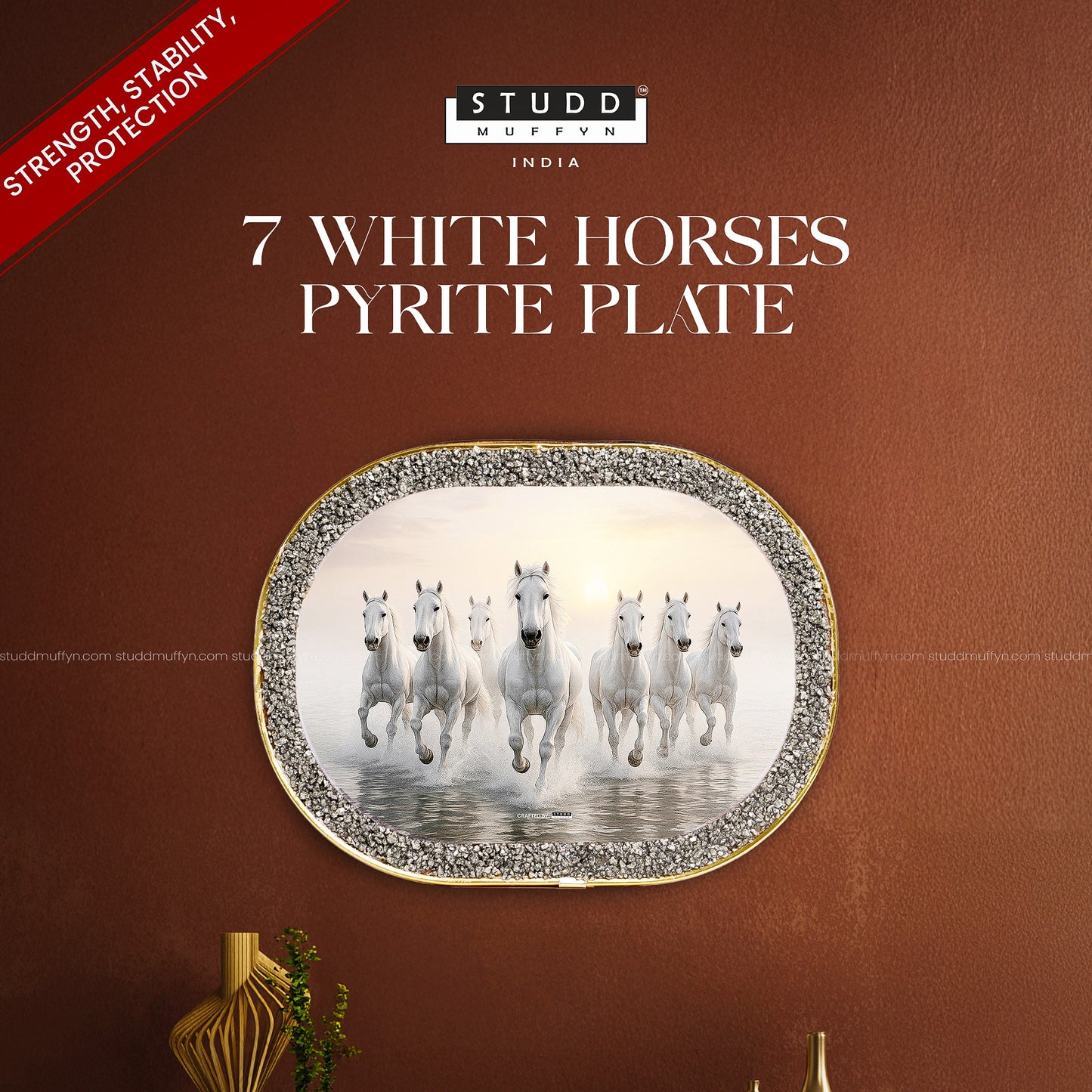 7 White Horses Pyrite Plate [Capsule Frame]