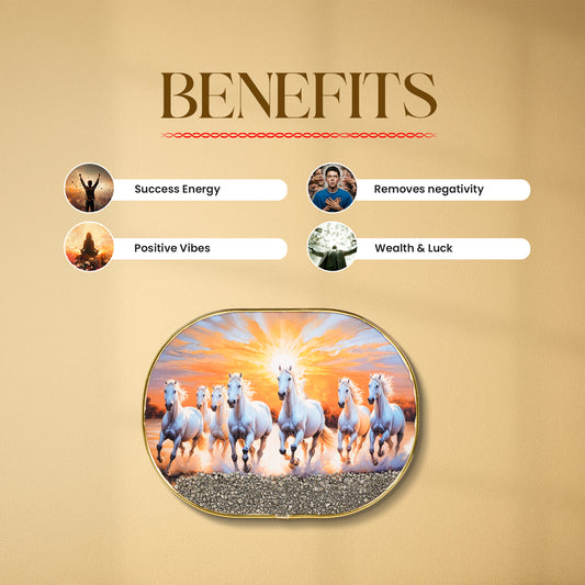 7 White Running Horses Pyrite Plate [Capsule Frame]