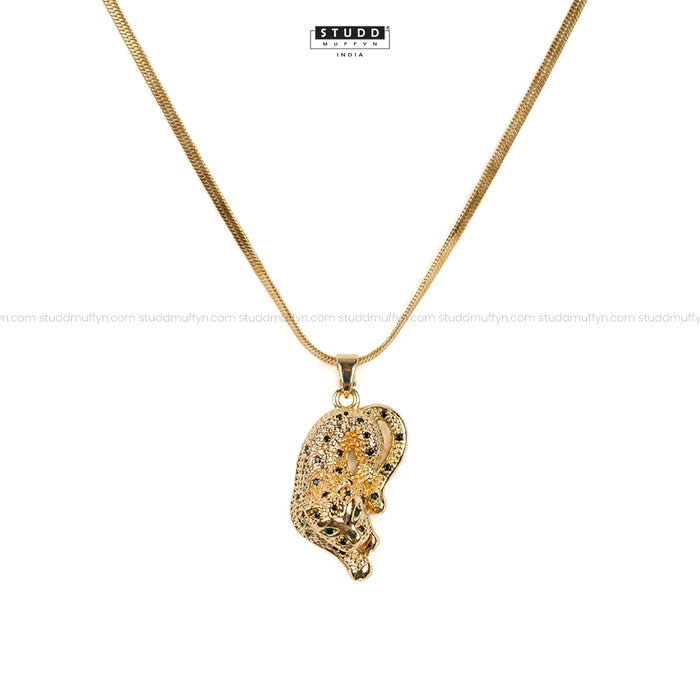 Fierce Tiger Pendant - 24k Gold Tone Plated [ Gold Chain ]