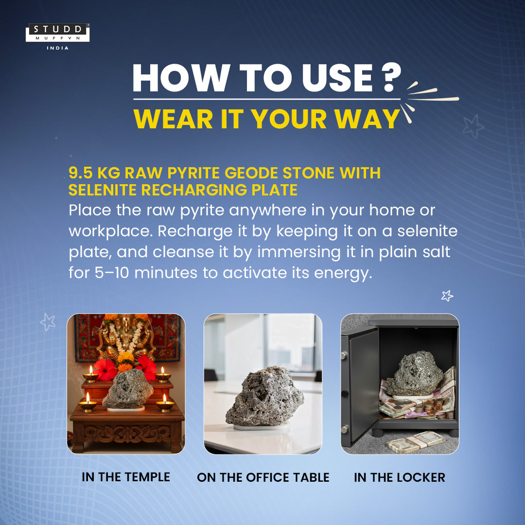 9.5 Kg Raw Pyrite Geode Stone With Selenite Recharging Plate