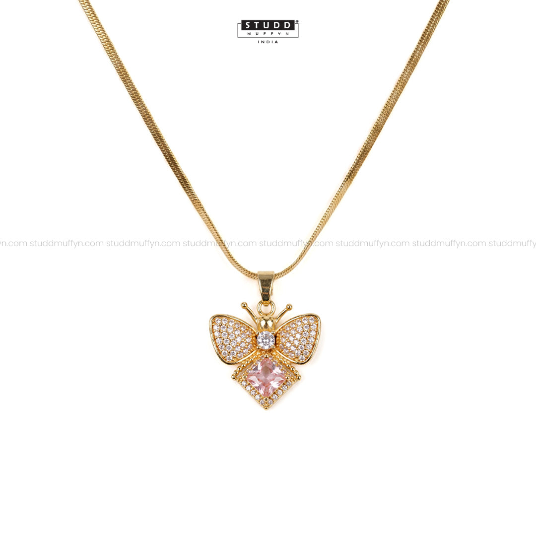FreeFlow Butterfly Crystal Pendant – 24K Gold Tone Plated [ With Chain ]