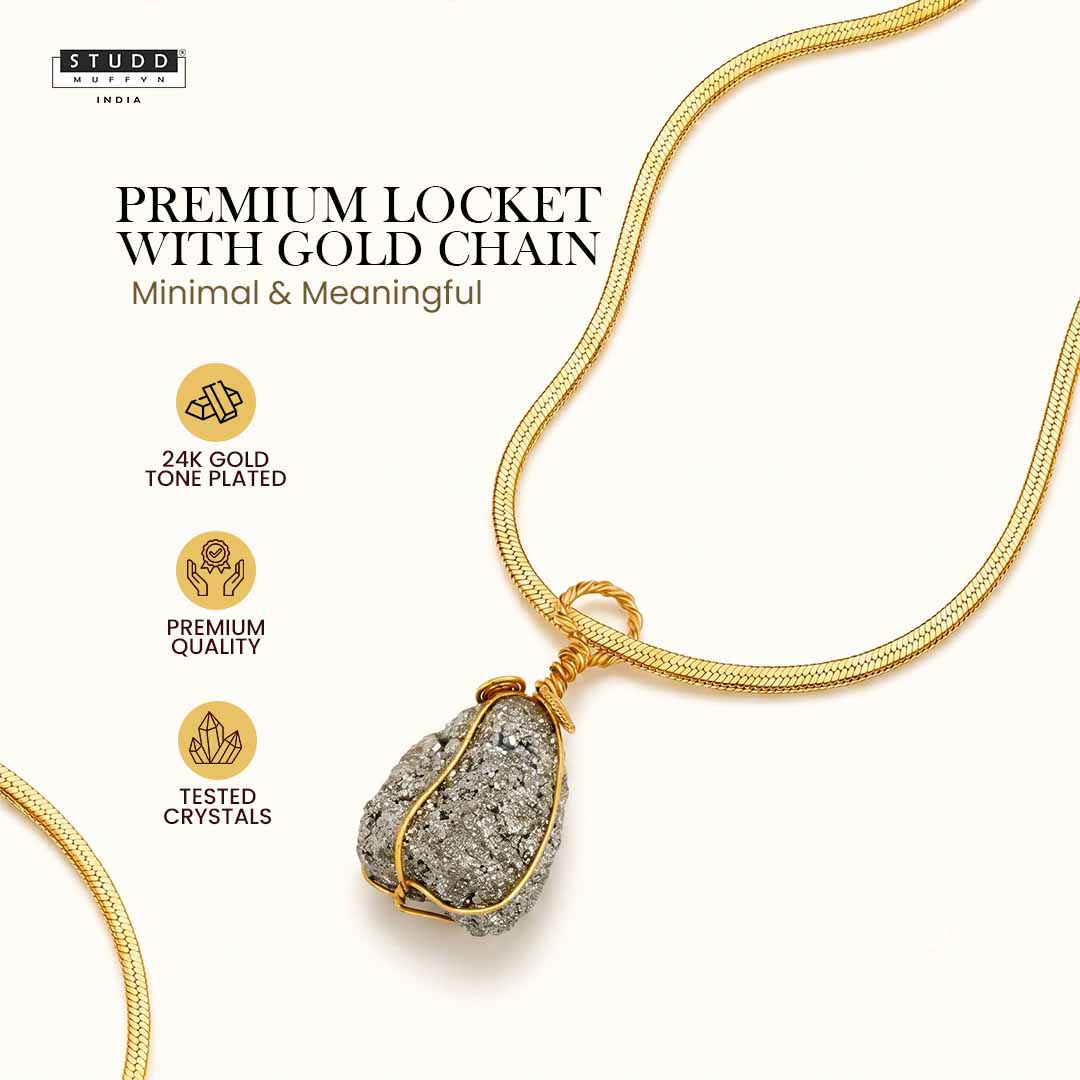 Aesthetic Pyrite Locket With Chain