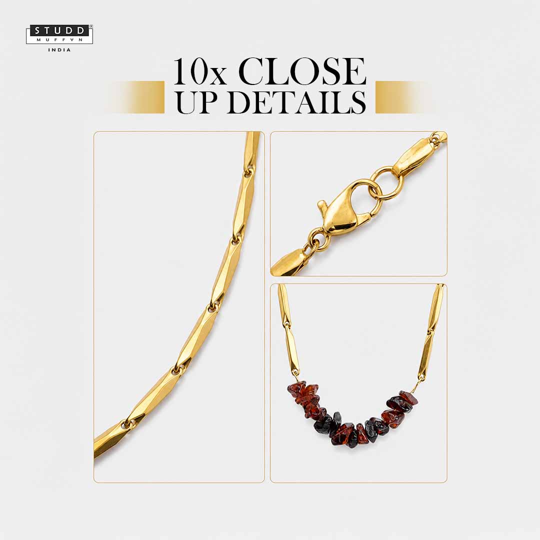 Alchemy Garnet Rice Chain Necklace — 24K Gold Tone