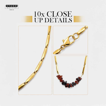 Alchemy Garnet Rice Chain Necklace — 24K Gold Tone