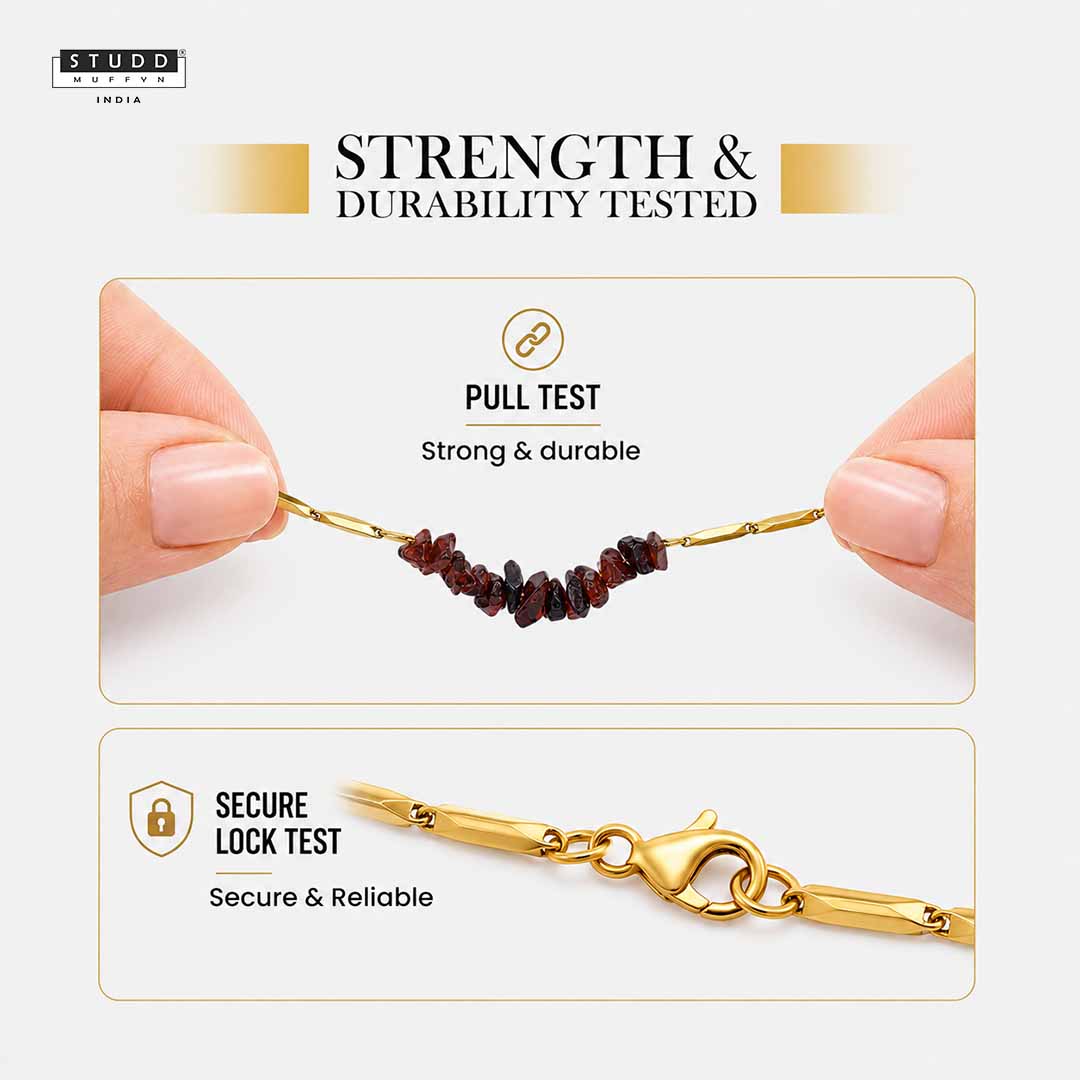 Alchemy Garnet Rice Chain Necklace — 24K Gold Tone