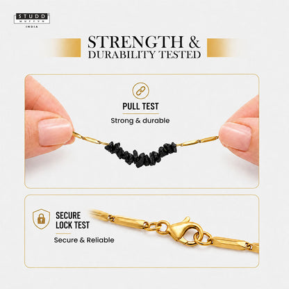 Alchemy Obsidian Rice Chain Pendant — 24K Gold Tone