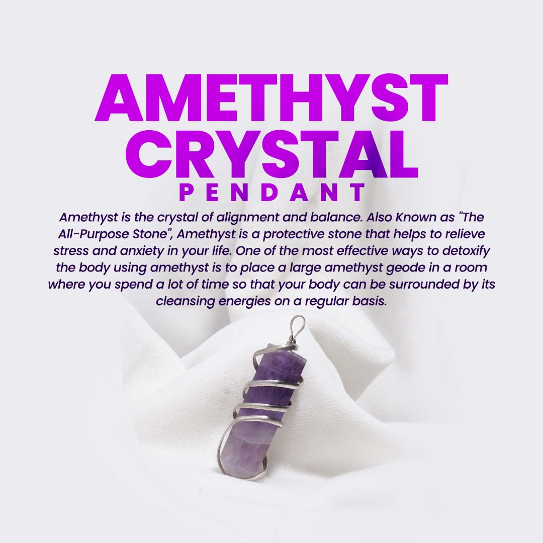 Amethyst Crystal Pendant (Without Chain)