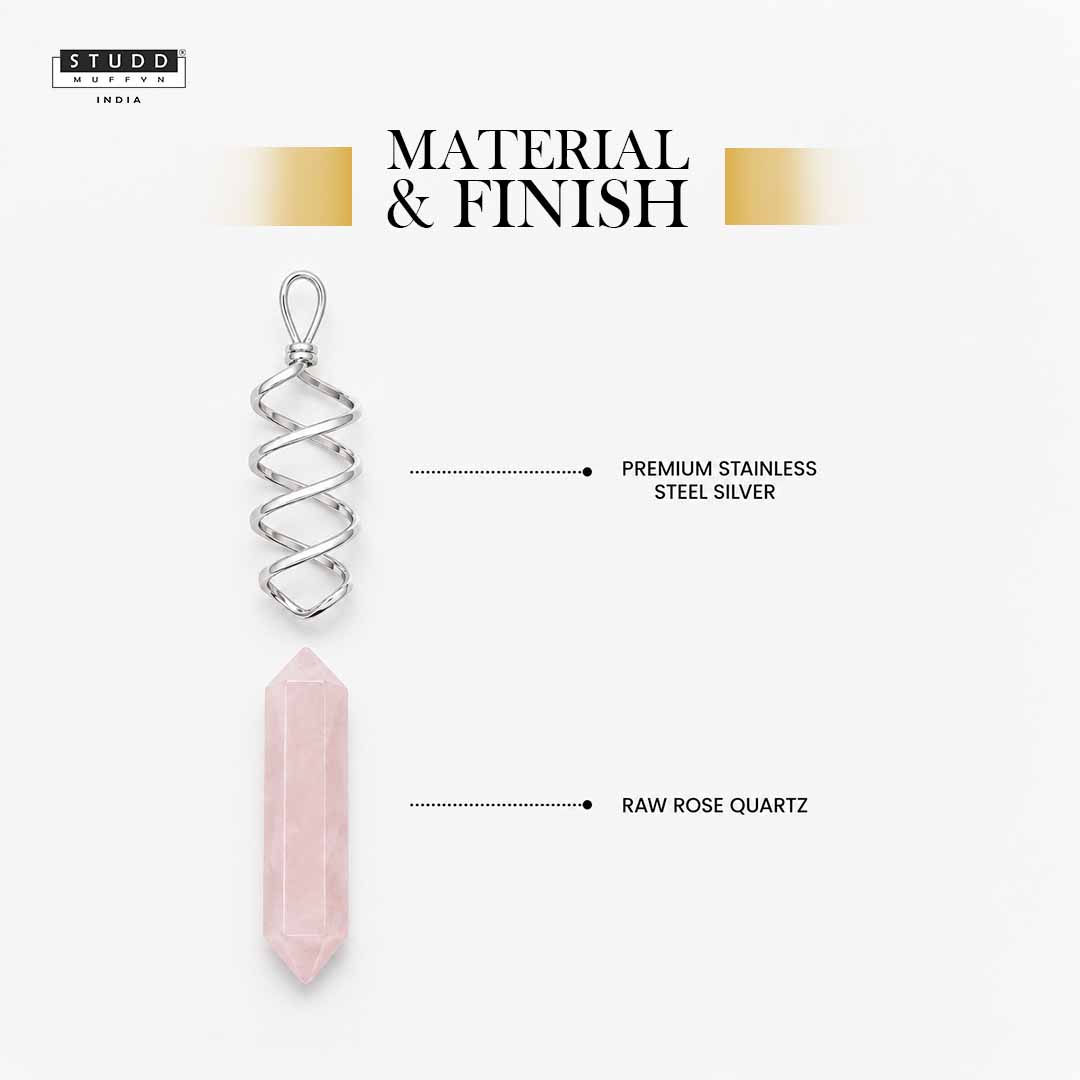 Amethyst and Rose Quartz Crystal Pencil Pendant with 18K Gold-tone Plated Chain