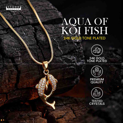 Aqua of Koi Fish - 24K Gold Plated [ With Velore / Rice Chain]