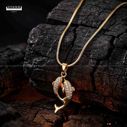 Aqua of Koi Fish - 24K Gold Plated [ With Velore / Rice Chain]