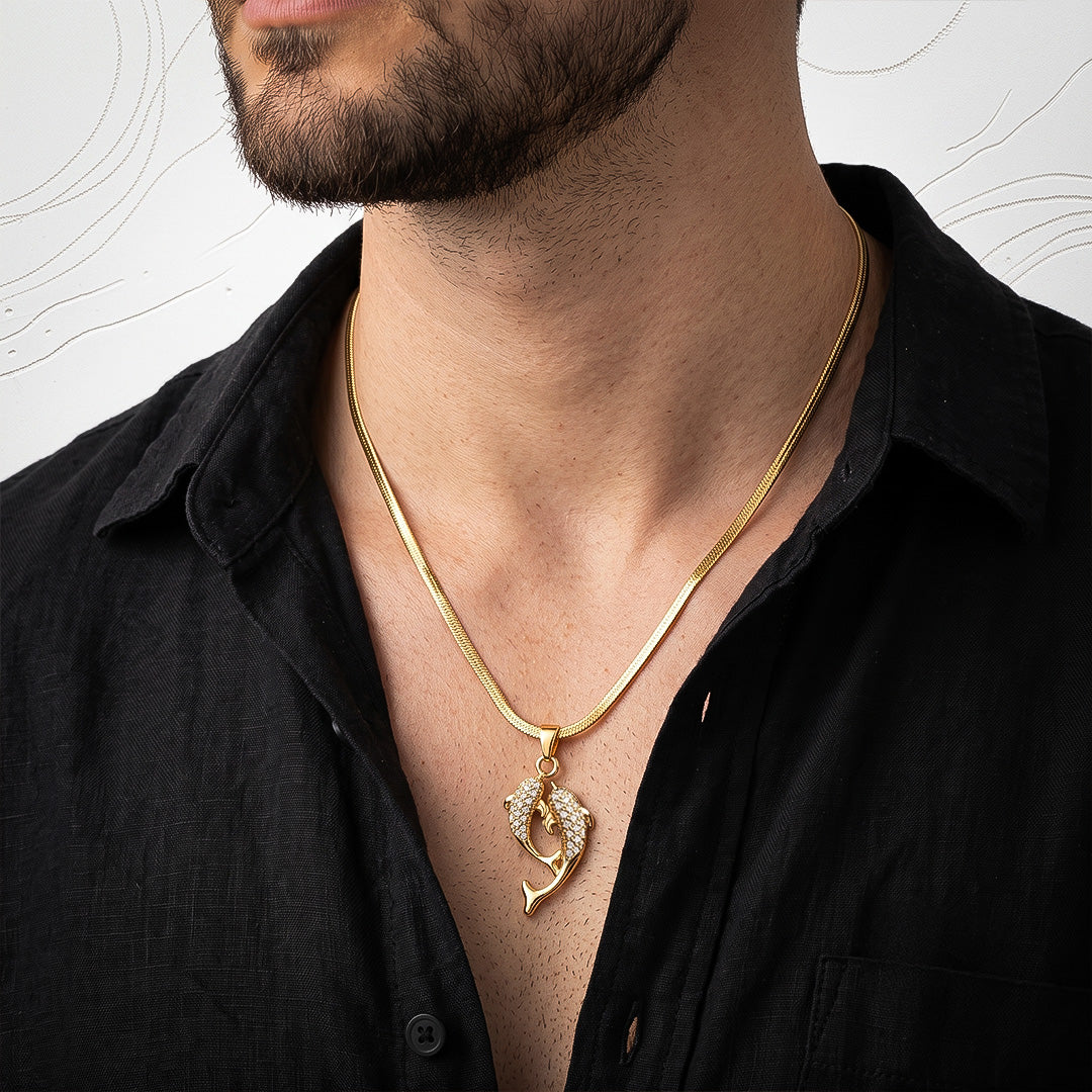 Aqua of Koi Fish - 24K Gold Plated [ With Velore / Rice Chain]