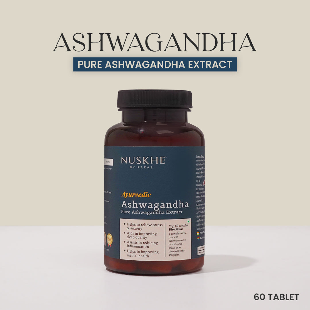 Nuskhe by Paras Ayurvedic Ashwagandha Pure Ext. ✽ For Men & Women  ✽  60 Veg Capsules - 500mg