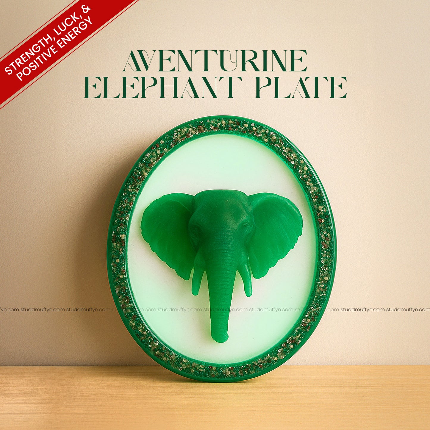 Aventurine 3D Elephant Plate By Studd Muffyn
