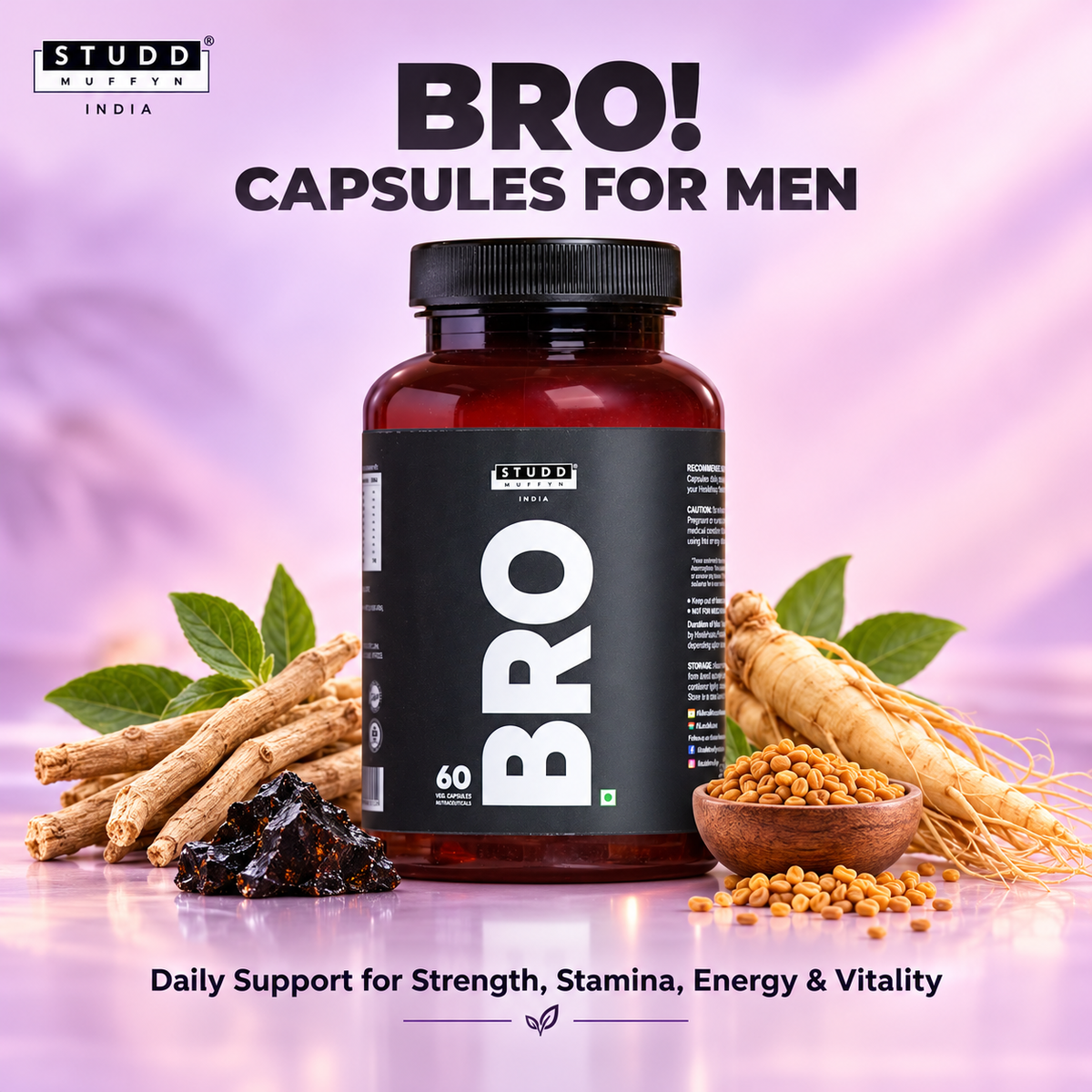 Shilajit x Ashwagandha Complex | BRO! 60 Capsules for Men