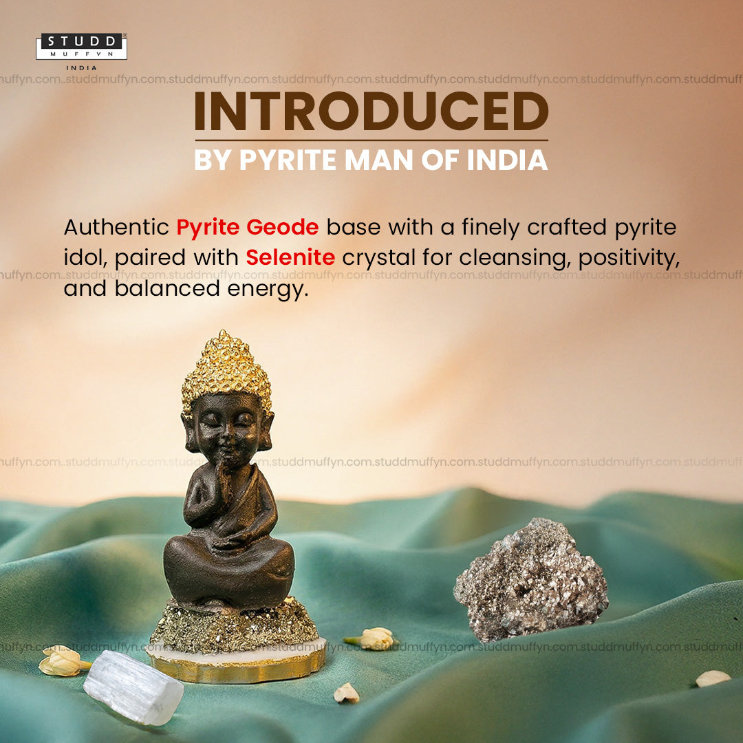 Baby Buddha on Pyrite Geode I Miniature Series