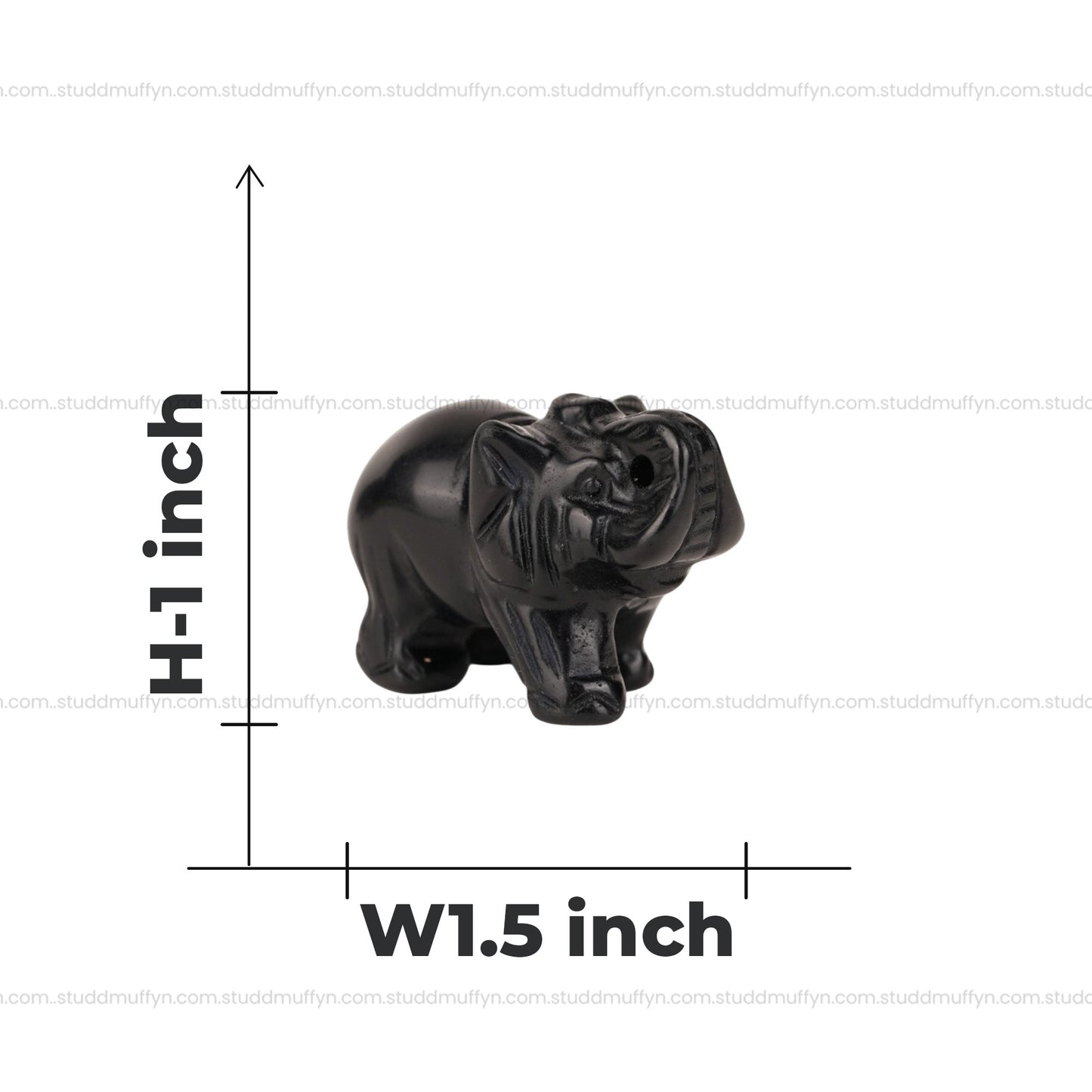 Black Obsidian Crystal Elephant | Miniature Series