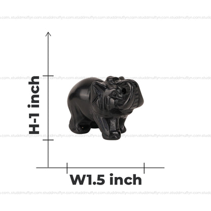 Black Obsidian Crystal Elephant | Miniature Series