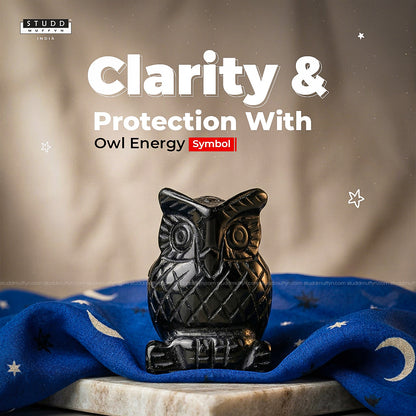 Black Obsidian Crystal Owl| Miniature Series