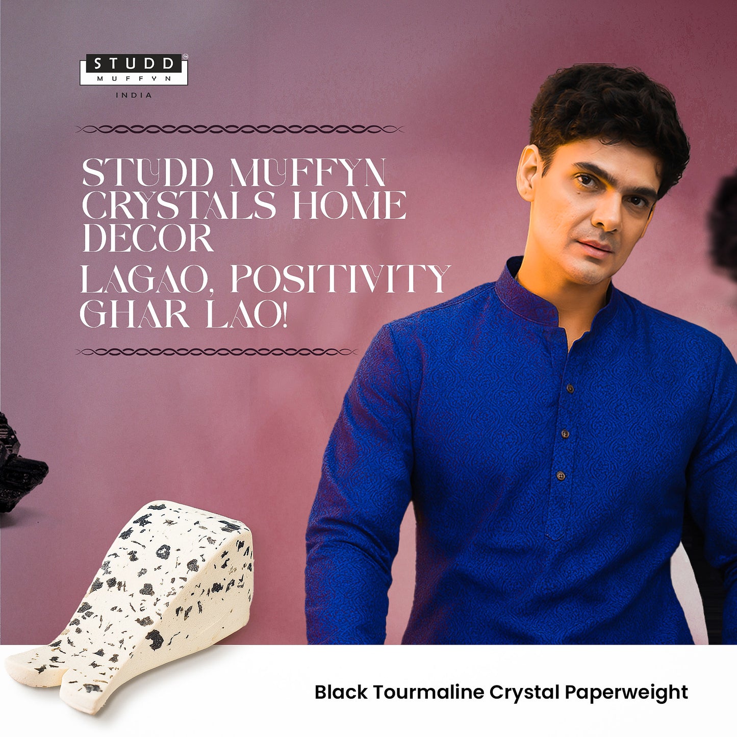 Black Tourmaline Crystal Paperweight