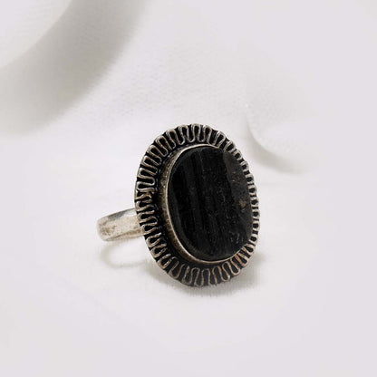 Black Tourmaline Adjustable Ring