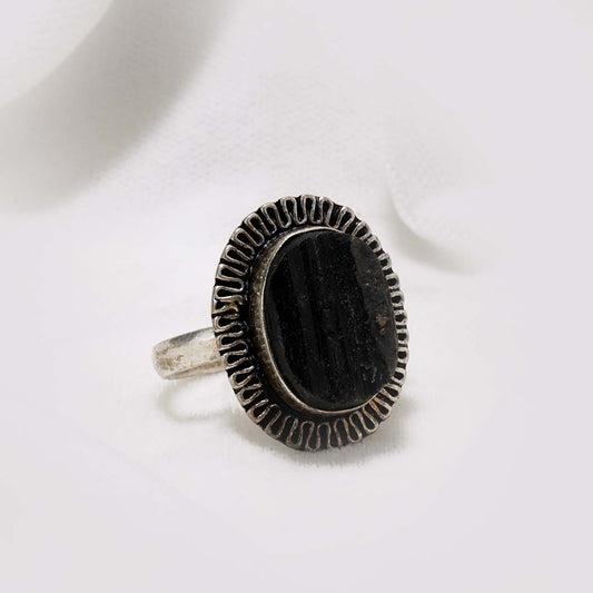 Black Tourmaline Adjustable Ring