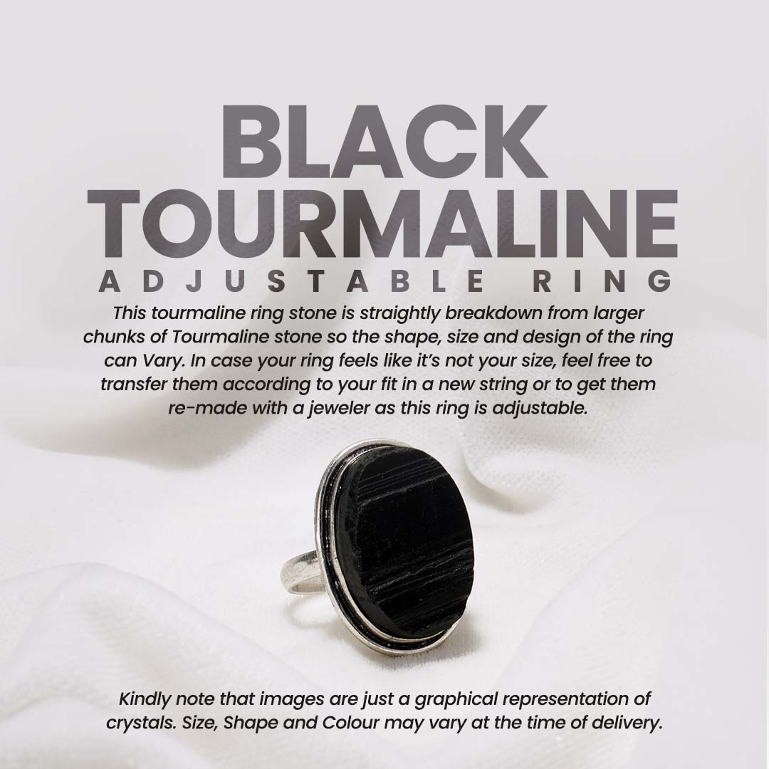 Black Tourmaline Adjustable Ring