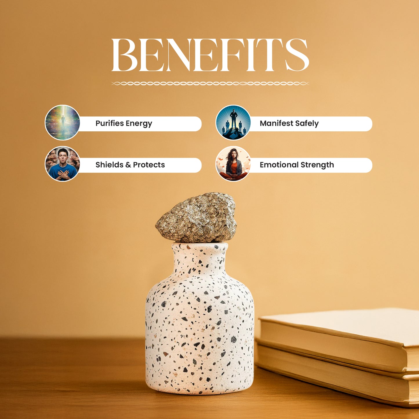 Black Tourmaline Wishlist Vase With Pyrite Geode