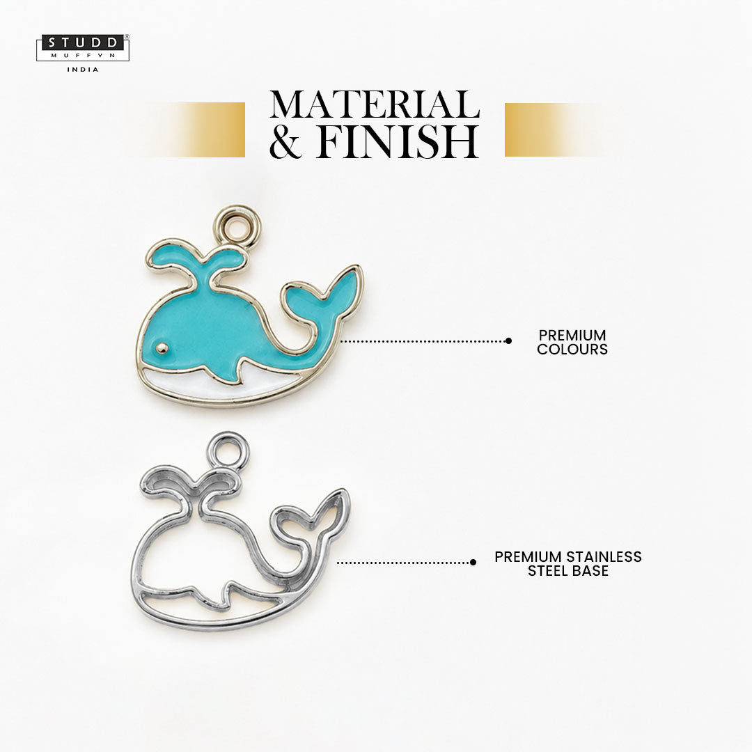 Blue Dolphin Pendant - 24K Gold Plated [ With Velore Snake Chain]
