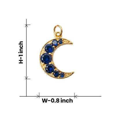 Blue Quartz Crescent Pendant [ With Chain ]