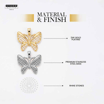 Brave Wings Butterfly Pendant - 24K Gold Toned