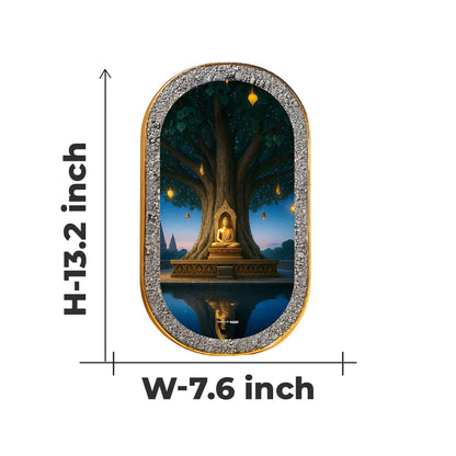 Buddha under Bodhi Tree Pyrite Plate [Capsule shape]