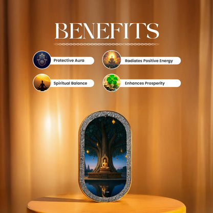 Buddha under Bodhi Tree Pyrite Plate [Capsule shape]