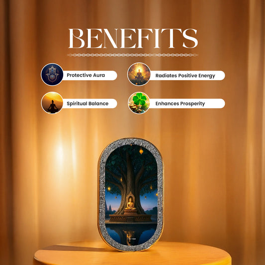 Buddha under Bodhi Tree Pyrite Plate [Capsule shape]