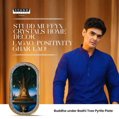 Buddha under Bodhi Tree Pyrite Plate [Capsule shape]