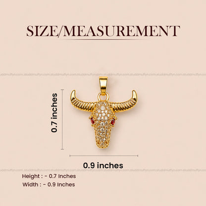 Guardian Bull Pendant - 24k Gold Tone Plated [ Black Chain ]