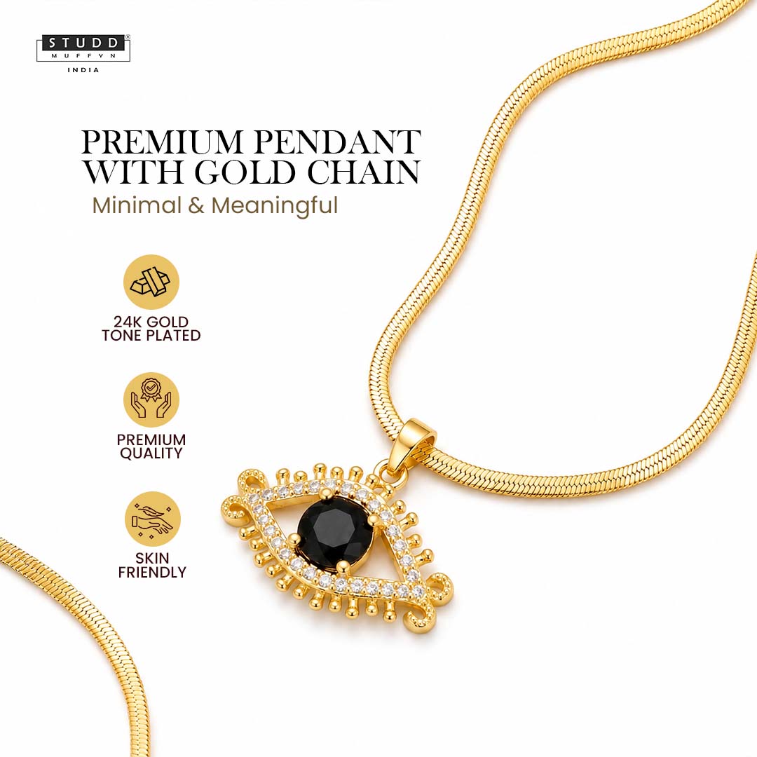 Celestial Eye Pendant – 24K Gold Tone Plated [With Chain]